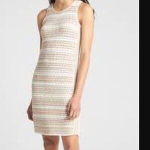 GAP Open Stitch Crochet Midi Tank Dress in Neutral Stripe Size Small